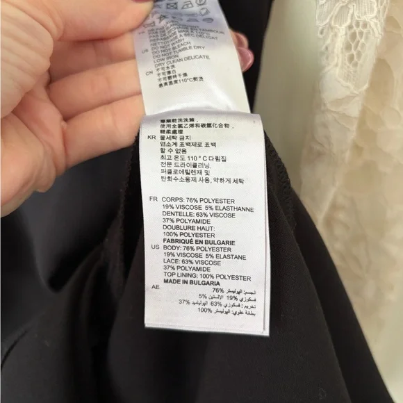 Sandro Nita Black Cream Lace Long Sleeve Dress - Picture 9 of 11